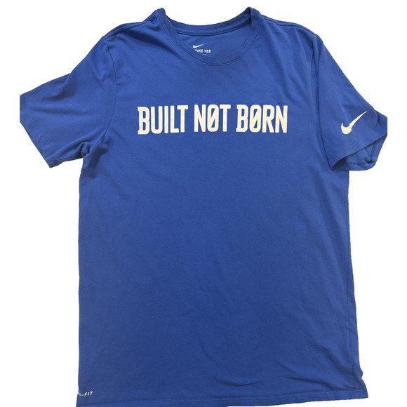 Nike Shirt Mens Large Blue Dri-FIT The Nike Tee Built Not Born Athletic Graphic - Picture 1 of 7